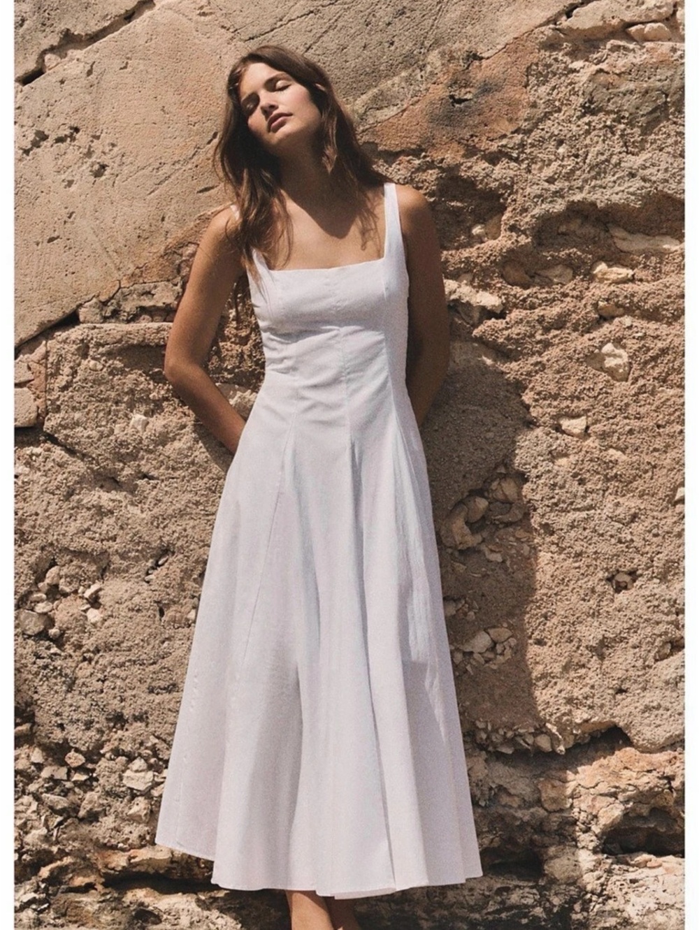 Zara poplin godet midi dress